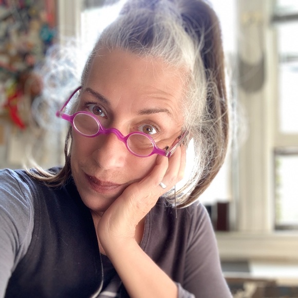 Itty Bitty +1.00 Reading Glasses Round Little Small Cheaters Magenta Pinkish - Picture 8 of 16